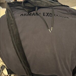 Armani Exchange Dark Gray Pullover Hoodie with Logo